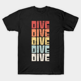 Retro 70s Scuba DIVE Text T-Shirt